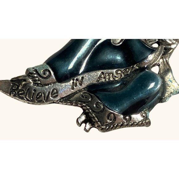 Angel Brooch Pin With Rhinestones Believe In Angels Text - Picture 3 of 7